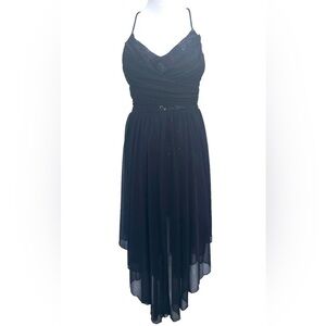 Vintage 90s Y2k Dress women’s S Whimsigoth MIDI Black Sequin Sleeveless Fairy